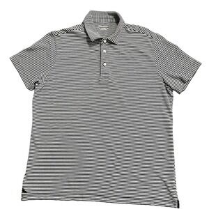 UNTUCKit Mens XLarge Polo Shirt Stripe Black‎ White Pima Cotton Short Sleeve